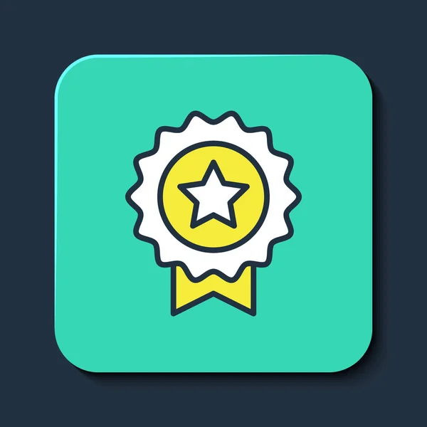 Filled Outline Medal Star Icon Isolated Blue Background Winner Achievement — Wektor stockowy