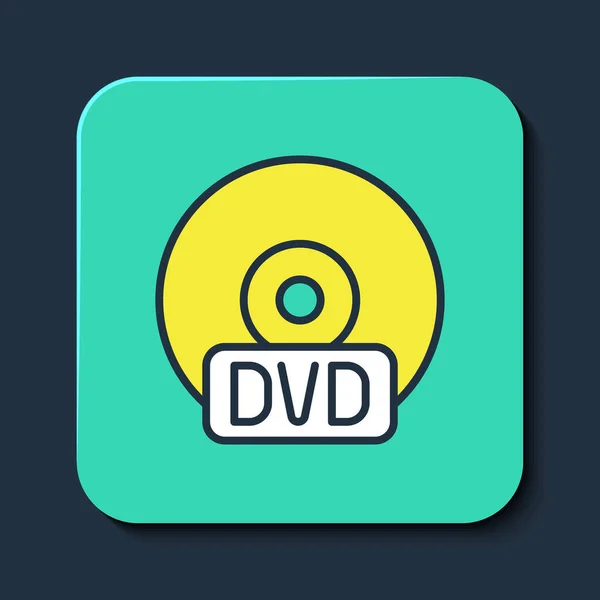 Filled Outline Dvd Disk Icon Isolated Blue Background Compact Disc — Stock vektor