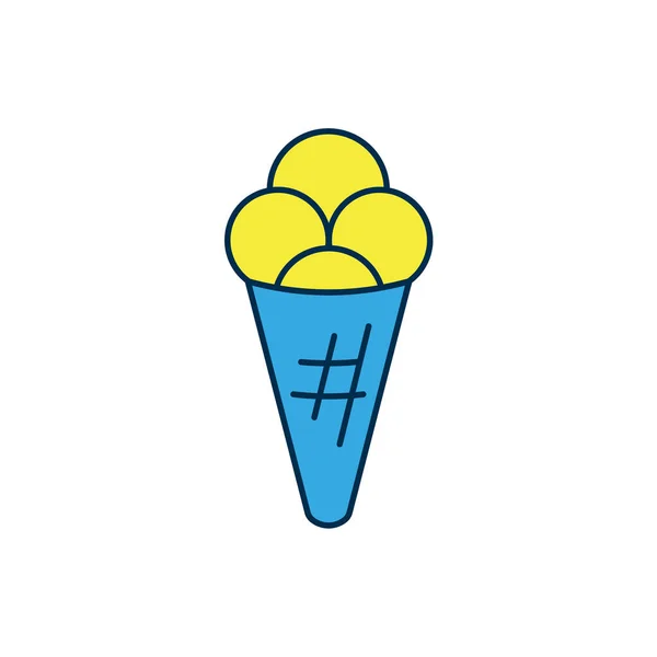 Заполненный Очертания Мороженого Вафельный Конус Значок Изолированы Белом Фоне Милый — стоковый вектор