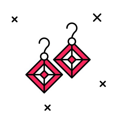 Doldurulmuş ana hatlı küpe simgesi beyaz arkaplanda izole edilmiş. Mücevher aksesuarları. Vektör.