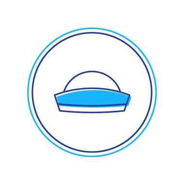 Beyaz arka planda izole edilmiş ana hatlı Denizci şapka simgesi. Vektör.