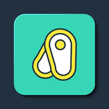 Doldurulmuş et ikonu mavi arka planda izole edilmiş. Turkuaz kare düğme. Vektör.