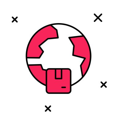 Beyaz arkaplanda izole edilmiş dünya çapında ana hatlı nakliye simgesi. Vektör.