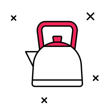 Kettle ana hatlarıyla doldurulmuş beyaz arkaplanda izole edilmiş simge. Çaydanlık ikonu. Vektör.