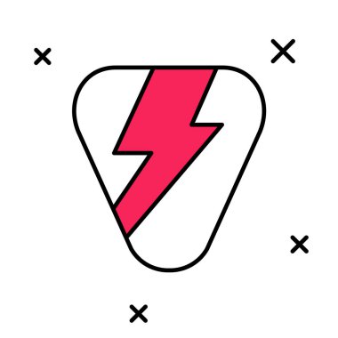 Doldurulmuş Gitar Seçme simgesi beyaz arkaplanda izole edildi. Müzik aleti. Vektör.