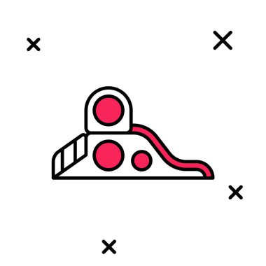 Doldurulmuş ana hatlı Slayt oyun alanı simgesi beyaz arkaplanda izole edildi. Çocuklar kayar. Vektör.