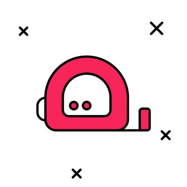 Doldurulmuş rulet yapı ikonu beyaz arka planda izole edildi. Mezura ölçüm sembolü. Vektör.