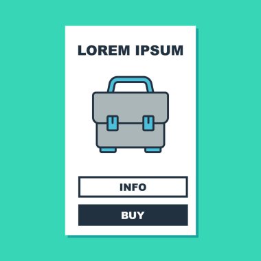 Doldurulmuş dış hat araç kutusu simgesi turkuaz arka planda izole edildi. Alet kutusu tabelası. Vektör.