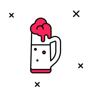 Beyaz arka planda izole edilmiş bira ikonu ana hatlarıyla dolu. Aziz Patrick gününüz kutlu olsun. Ulusal İrlanda bayramı. Vektör.