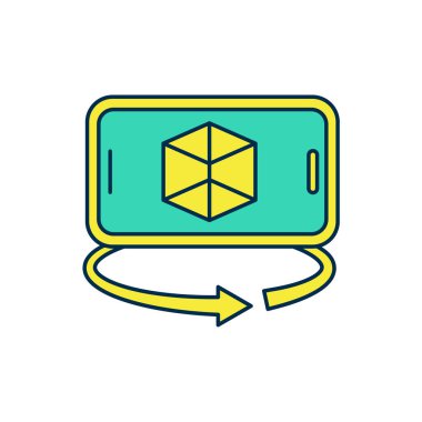 Doldurulmuş 3d model simgesi beyaz arkaplanda izole edildi. Artırılmış gerçeklik mi yoksa sanal gerçeklik mi? Vektör.