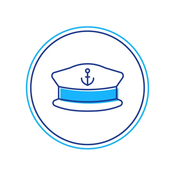Filled Outline Captain Hat Icon Isolated White Background Vector — Stock vektor