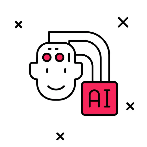 Gevulde Omtrek Humanoid Robot Icoon Geïsoleerd Witte Achtergrond Kunstmatige Intelligentie — Stockvector