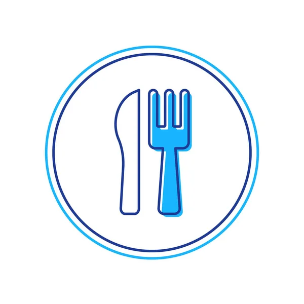 填充轮廓横切刀叉图标隔离在白色背景 餐具的象征 — 图库矢量图片