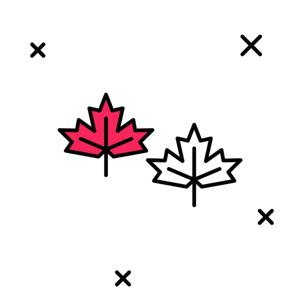 Esquema Rellenado Ícono Hoja Arce Canadiense Aislado Sobre Fondo Blanco — Vector de stock