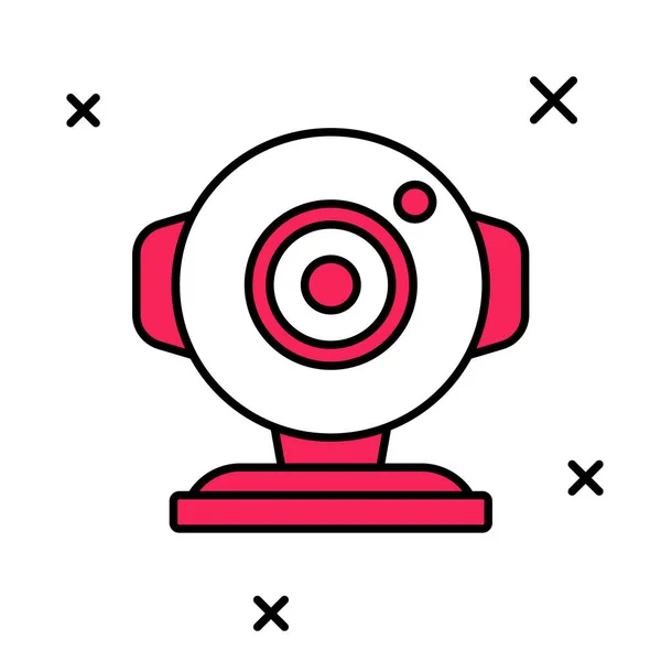 Vyplněný Obrys Ikona Webové Kamery Izolované Bílém Pozadí Chatová Kamera — Stockový vektor