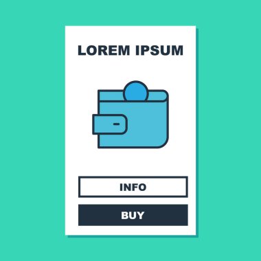 Doldurulmuş cüzdan simgesi turkuaz arka planda izole edildi. Çanta ikonu. Nakit tasarruf sembolü. Vektör.