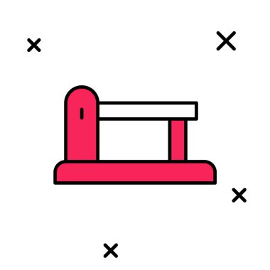 Beyaz arka planda izole edilmiş ana hatlı demiryolu bariyeri simgesi. Vektör.