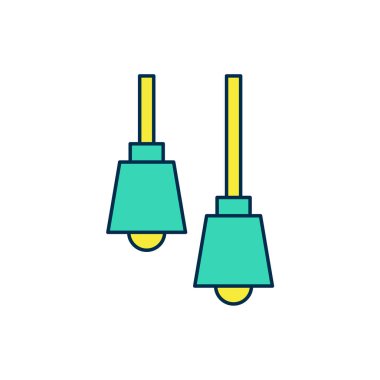 Doldurulmuş lamba asma simgesi beyaz arkaplanda izole edildi. Tavan lambası ampulü. Vektör.