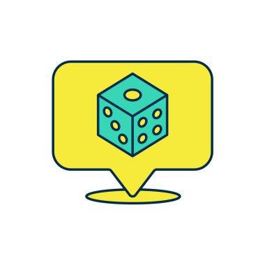 Doldurulmuş oyun zar simgesi beyaz arkaplanda izole edildi. Kumarhane kumarı. Vektör.