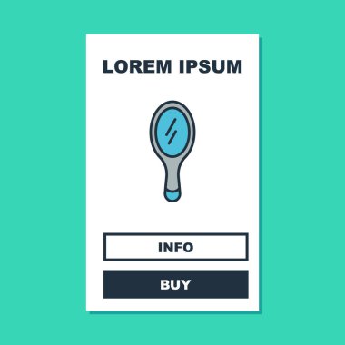 Doldurulmuş El aynası ikonu turkuaz arka planda izole edilmiş. Vektör.