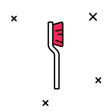 Doldurulmuş diş fırçası simgesi beyaz arkaplanda izole edildi. Vektör.