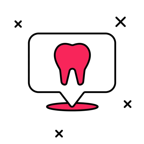 Esquema Rellenado Icono Ubicación Clínica Dental Aislado Sobre Fondo Blanco — Archivo Imágenes Vectoriales