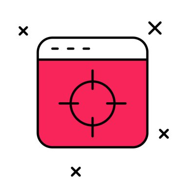 Doldurulmuş ana hatlı hedef finansal hedef kavramı simgesi beyaz arka planda izole edildi. Sembolik hedeflere ulaşım, başarı. Vektör.