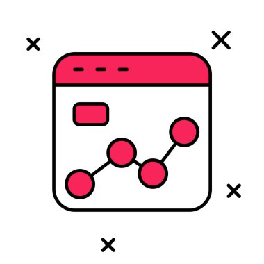 Doldurulmuş ana hatlı pazar analiz simgesi beyaz arkaplanda izole edildi. Metin dosya simgesini rapor et. Muhasebe tabelası. Denetim, analiz, planlama. Vektör.