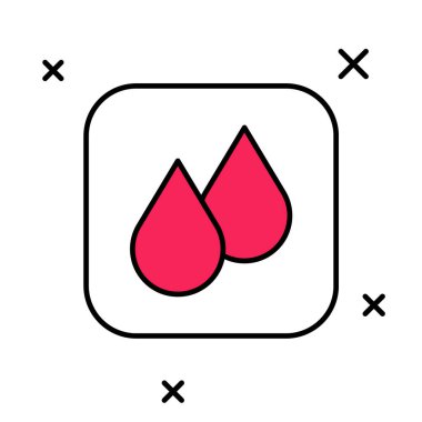 Doldurulmuş ana hatlı su bırakma simgesi beyaz arkaplanda izole edildi. Vektör.