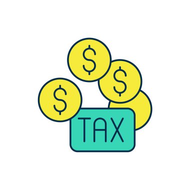 Doldurulmuş vergi ödeme simgesi beyaz arkaplanda izole edildi. Vektör.