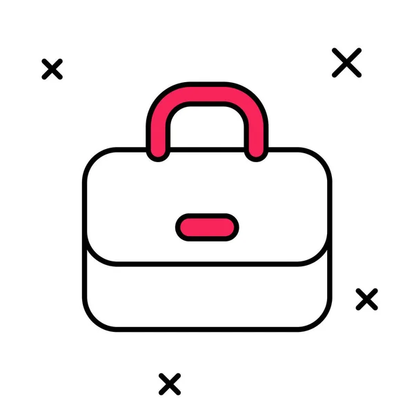 Gevulde Omtrek Briefcase Icoon Geïsoleerd Witte Achtergrond Zakelijk Dossier Zakelijke — Stockvector