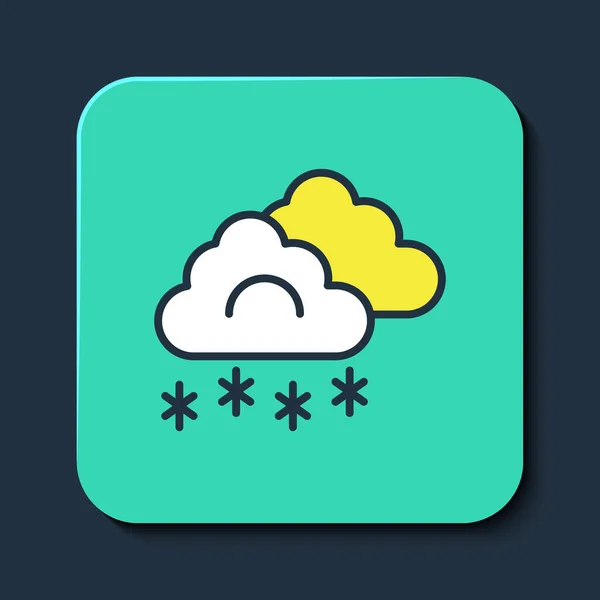 Filled Outline Cloud Snow Icon Isolated Blue Background Cloud Snowflakes – Stock-vektor