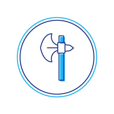 Doldurulmuş orta çağ balta simgesi beyaz arkaplanda izole edildi. Savaş baltası, cellat baltası. Ortaçağ silahı. Vektör.