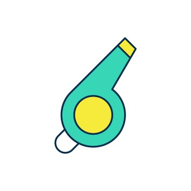 Doldurulmuş Whistle simgesi beyaz arkaplanda izole edildi. Hakem sembolü. Spor ve spor burcu. Vektör.