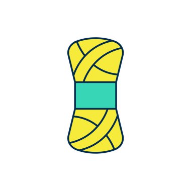 Doldurulmuş iplik simgesi beyaz arkaplanda izole edildi. El yapımı, örgü ya da terzi için etiket. Vektör.