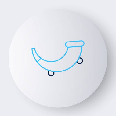 Beyaz arka planda izole edilmiş çizgi avlanma boynuzu simgesi. Renkli taslak konsepti. Vektör