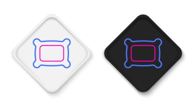 Beyaz arkaplanda çizgi şeklinde bir yastık simgesi var. Yastık tabelası. Ortopedik yastık. Renkli taslak konsepti. Vektör