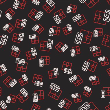 Satılmış simge simgesi siyah arkaplanda izole edilmiş. Vektör