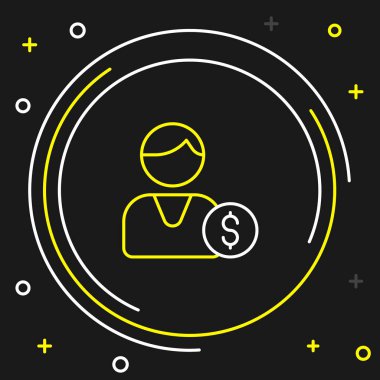 Satır Alıcısı simgesi siyah arkaplanda izole edildi. Renkli taslak konsepti. Vektör