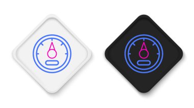 Çizgi Motor benzin göstergesi simgesi beyaz arkaplanda izole edildi. Yakıt göstergesi boş. Tam depo göstergesi. Renkli taslak konsepti. Vektör