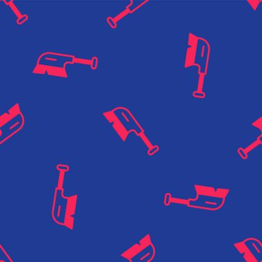 Temizlik simgesi için kırmızı fırça mavi arka planda izole edilmiş pürüzsüz desen. Temizlik hizmeti konsepti. Vektör