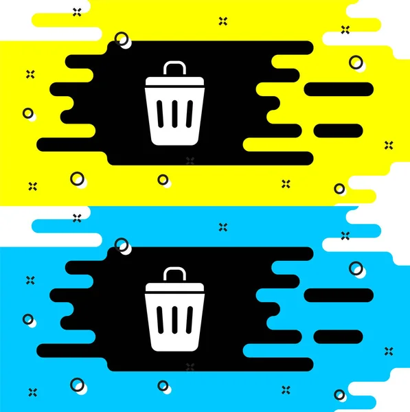 White Trash Can Icon Isolated Black Background Garbage Bin Sign — Stock Vector