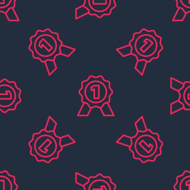 Kırmızı çizgi madalyası simgesi siyah arkaplanda izole edilmiş. Kazanan sembol. Vektör.