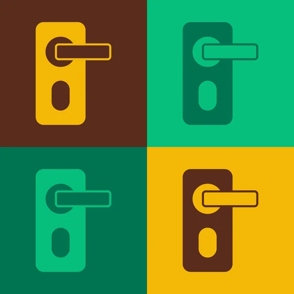 Pop Art Fingerabdruck Türschloss Symbol Isoliert Auf Farbigem Hintergrund App — Stockvektor