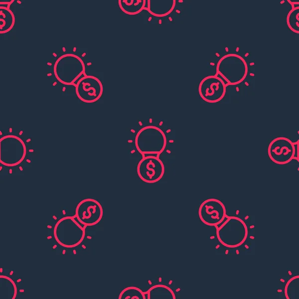 Red Line Light Bulb Dollar Symbol Icon Isolated Seamless Pattern —  Vetores de Stock