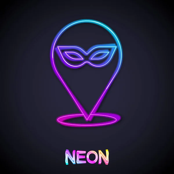 Zářící Neonová Linie Karneval Maska Ikona Izolované Černém Pozadí Maškarní — Stockový vektor