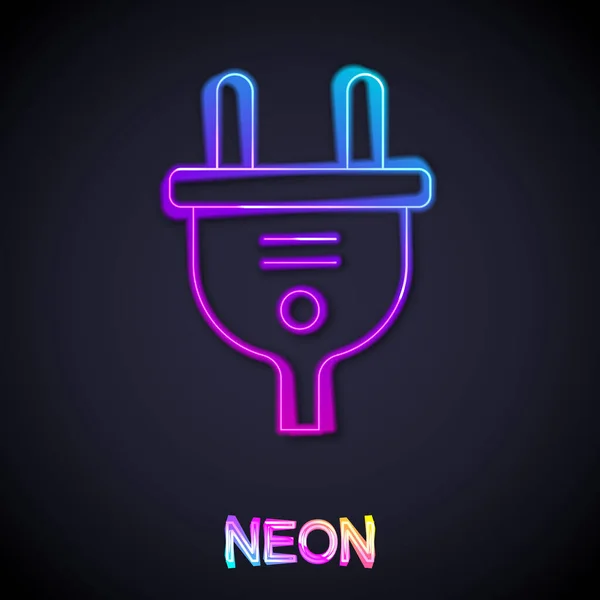 Glowing Neon Line Electric Plug Icon Isolated Black Background Concept — Stock Vector