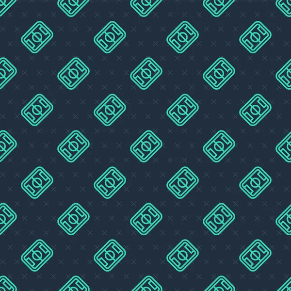 Green Line Football Soccer Field Icon Isolated Seamless Pattern Blue — Vetor de Stock