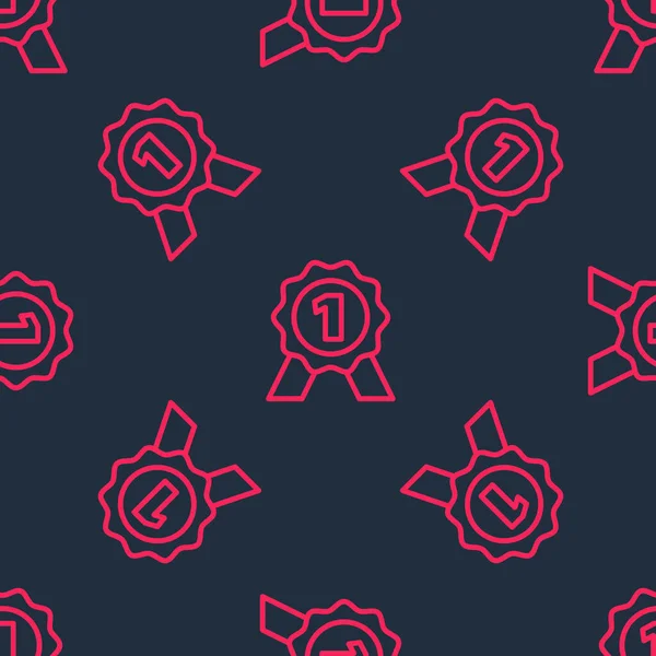 Kırmızı çizgi madalyası simgesi siyah arkaplanda izole edilmiş. Kazanan sembol. Vektör.