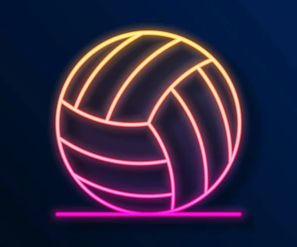 Светящийся Неоновая Линия Волейбольный Мяч Значок Изолирован Черном Фоне Спортивное — стоковый вектор